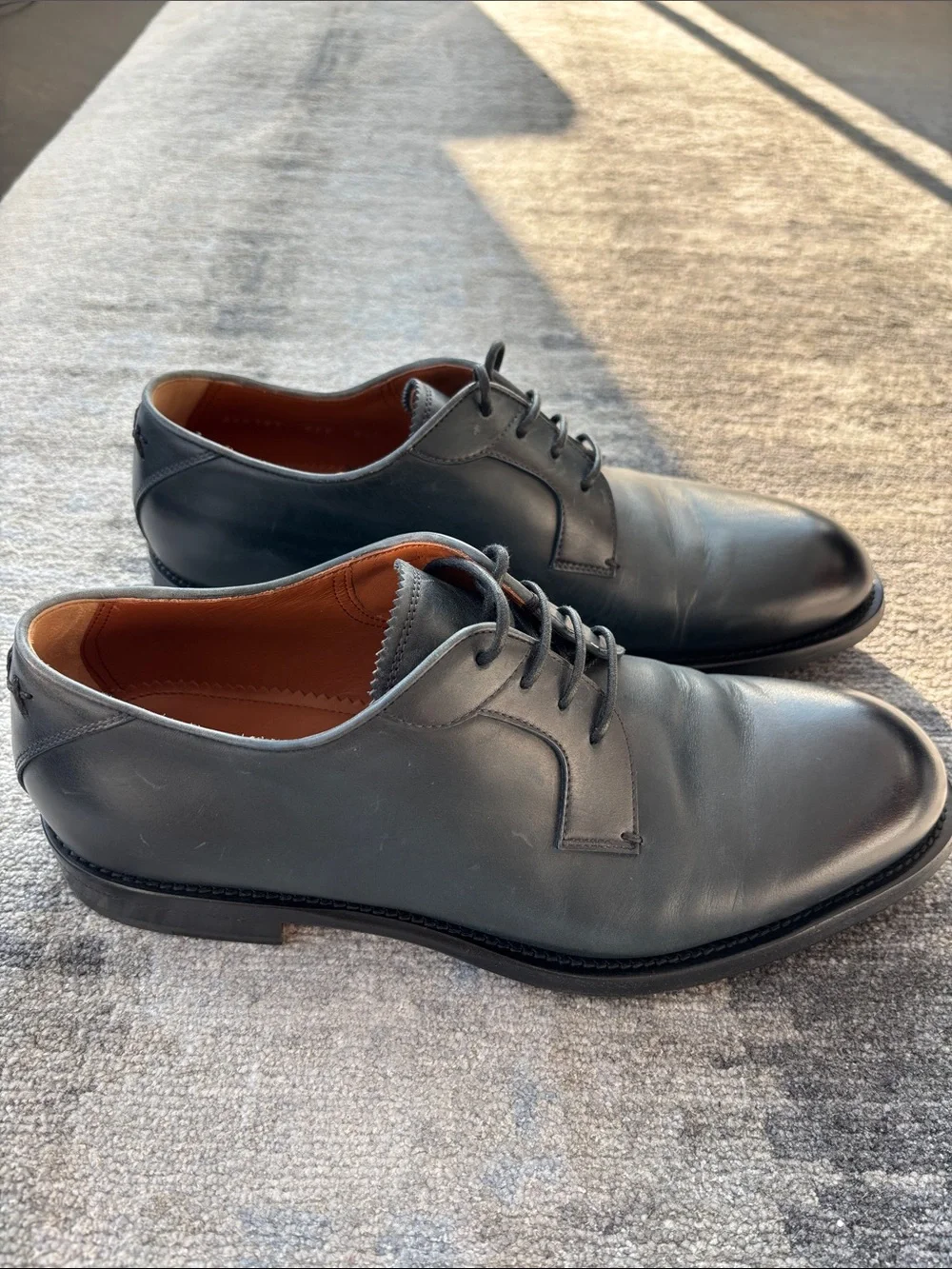 Ermenegildo Zegna Couture Midnight Navy Blue Leather Derby Shoes 8EU 9US